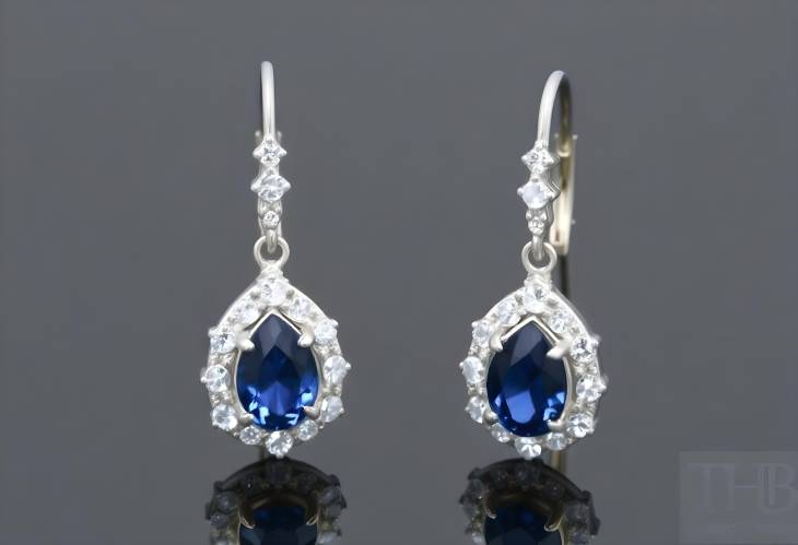 Dazzling Sapphire and Diamond Earrings Pear Cut Halo